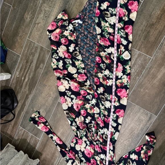 Umgee Pink and Navy Long Sleeve V-Neck sheer Sundress - Picture 10 of 10